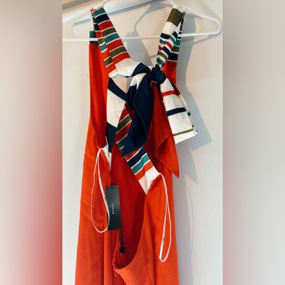 Lulu’s Red Orange Tie Back Mini Dress - Picture 2 of 3